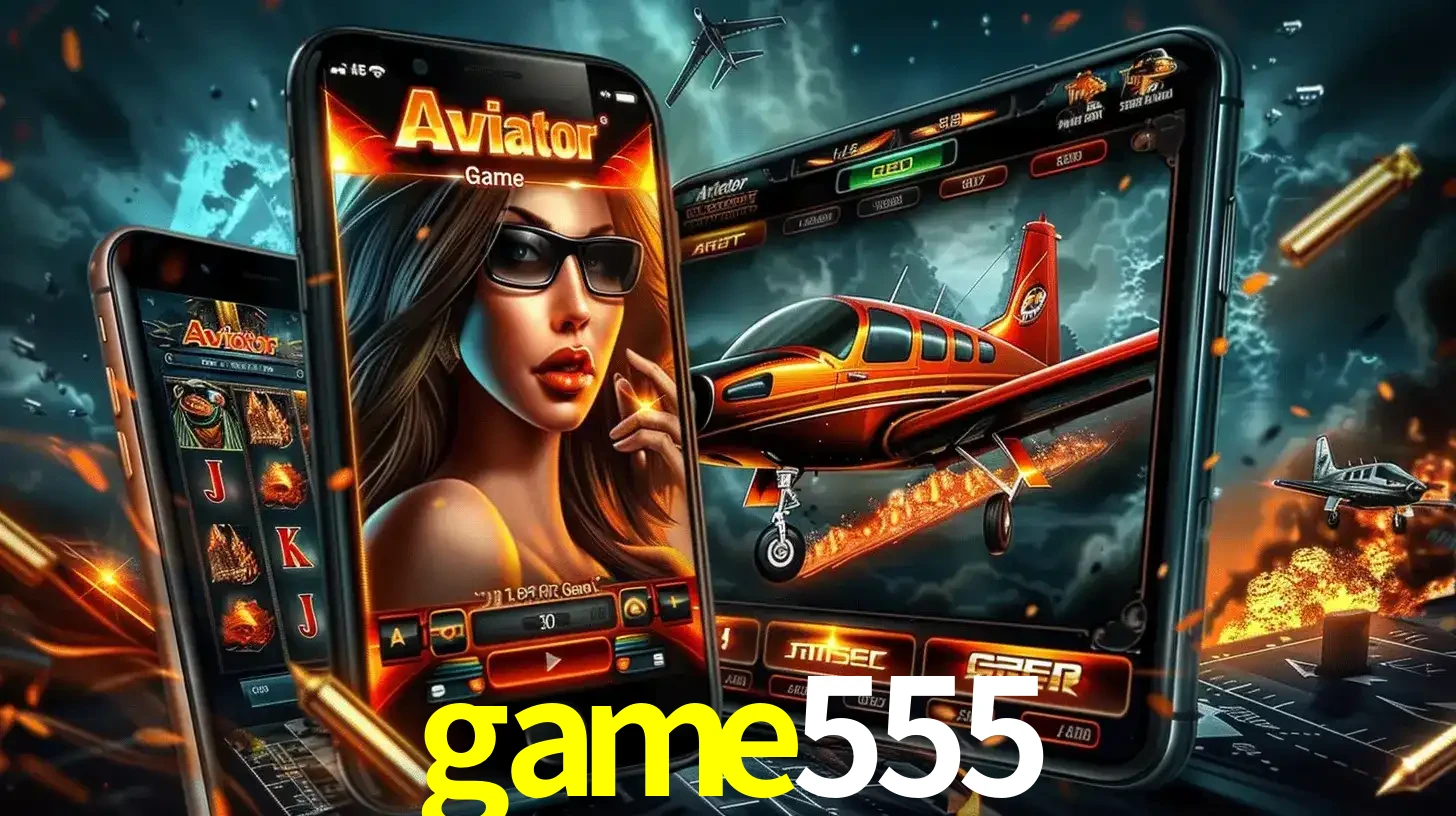 O popular jogo de apostas Aviator exibido em vários celulares e tablets, mostrando a interface emocionante e a ação de voo disponíveis para jogar agora no game555.